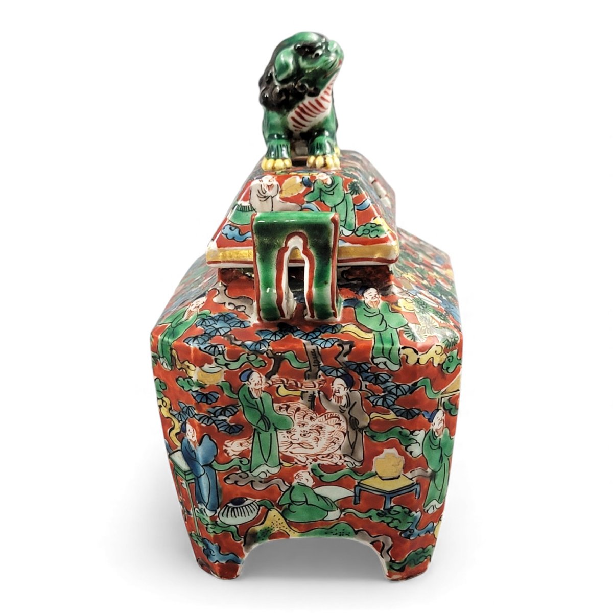 Japanese Kutani-type Incense Burner With Shishi Finial, C.1900–1930-photo-3