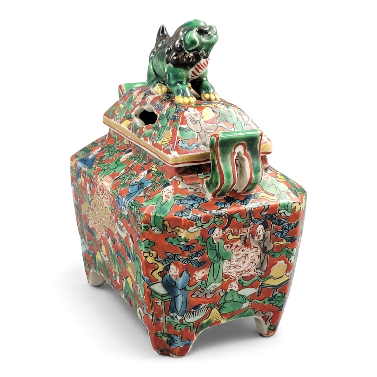 Japanese Kutani-type Incense Burner With Shishi Finial, C.1900–1930-photo-7