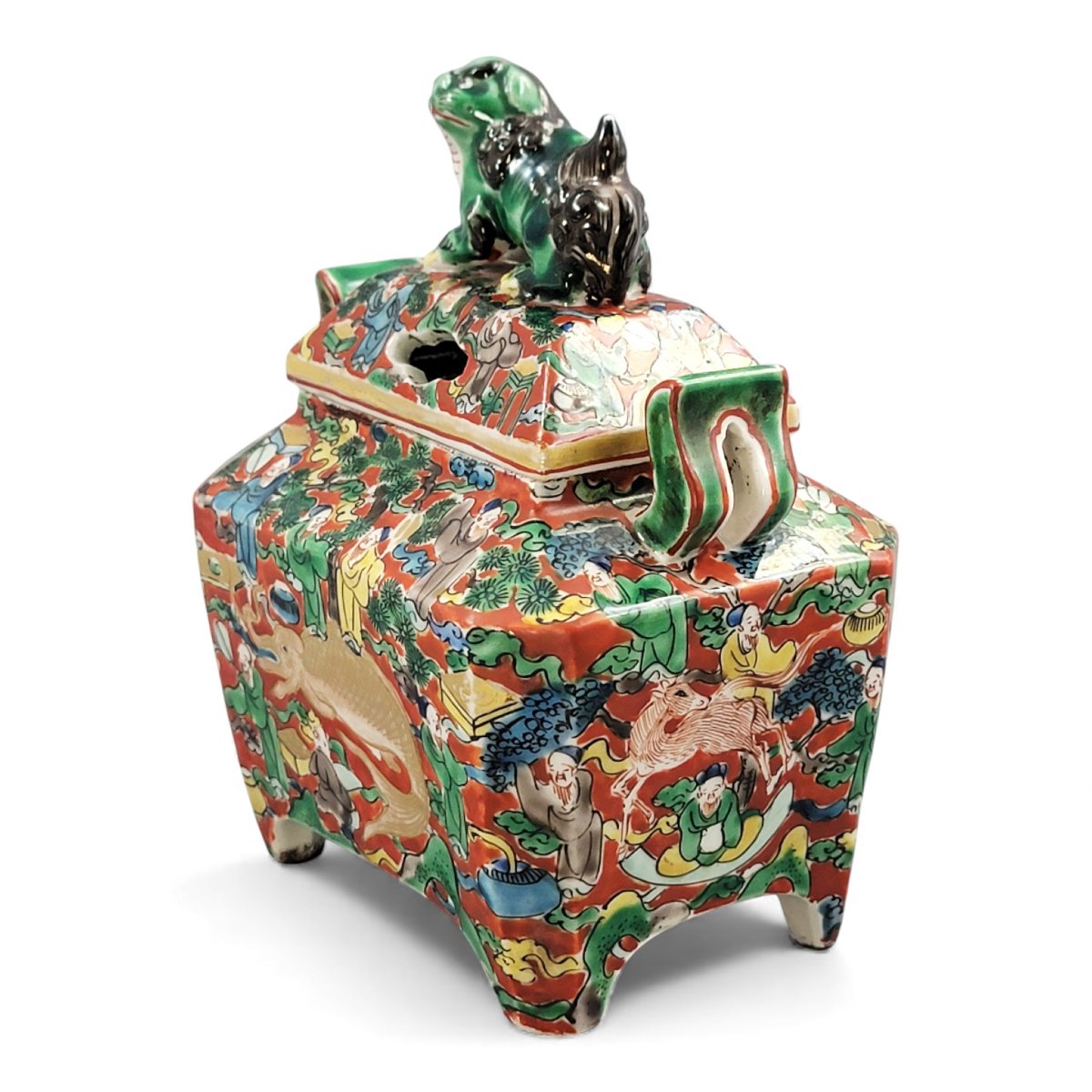 Japanese Kutani-type Incense Burner With Shishi Finial, C.1900–1930-photo-8