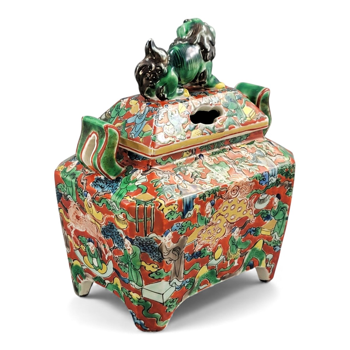 Japanese Kutani-type Incense Burner With Shishi Finial, C.1900–1930