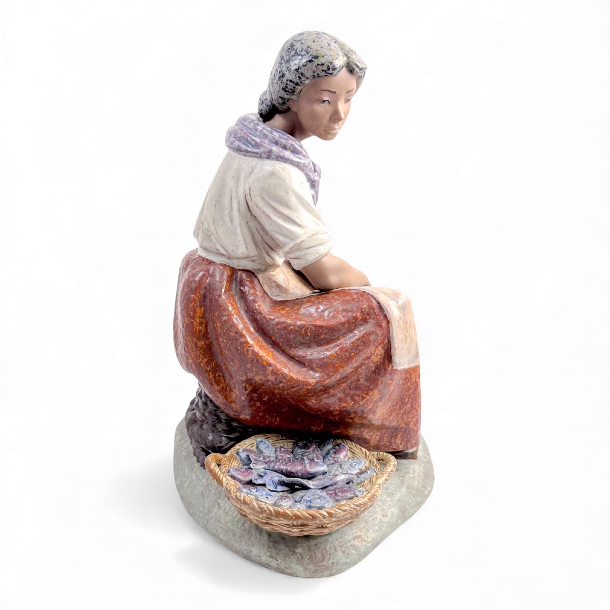 Lladro Grès Porcelain Figure ‘la Pescadora’, Sculpted By Vicente Martinez, 1978–1985-photo-3