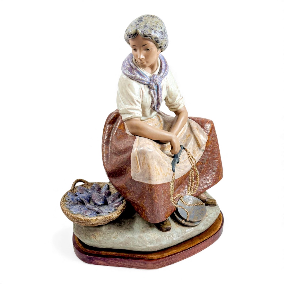Lladro Grès Porcelain Figure ‘la Pescadora’, Sculpted By Vicente Martinez, 1978–1985