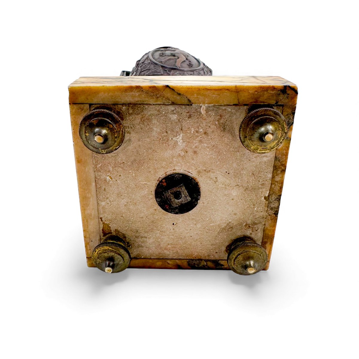 Paire de vases Amphora en régule, France XIXe siècle, sur bases en marbre-photo-3