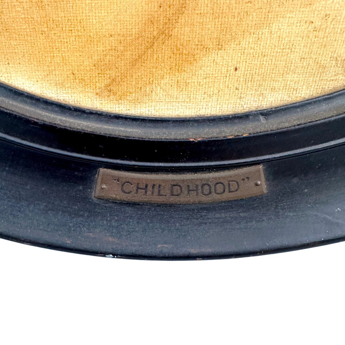 Bown Jones, « Childhood », 1930 – Portrait à l’huile dans un cadre ovalisé ébonisé-photo-4