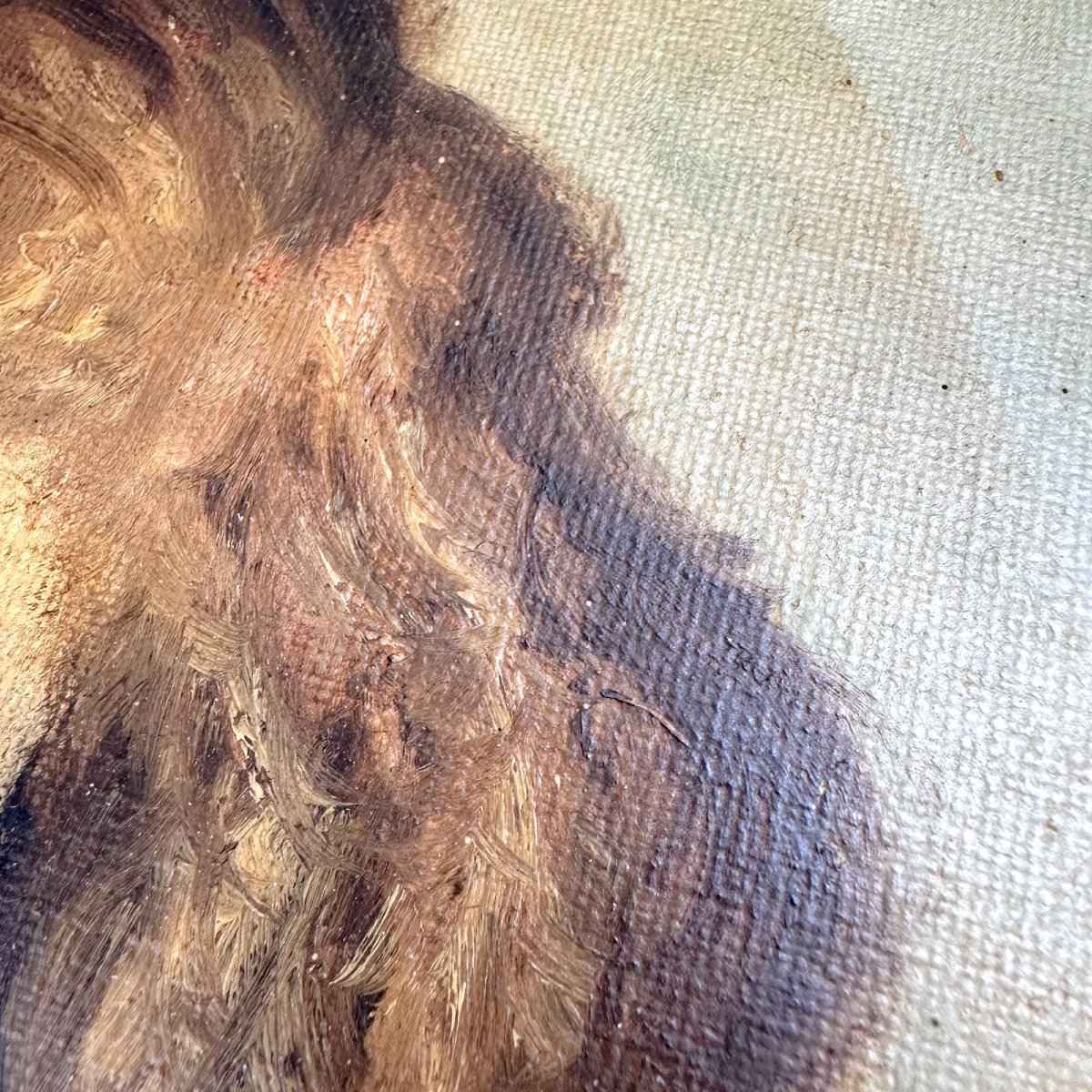 Bown Jones, « Childhood », 1930 – Portrait à l’huile dans un cadre ovalisé ébonisé-photo-4