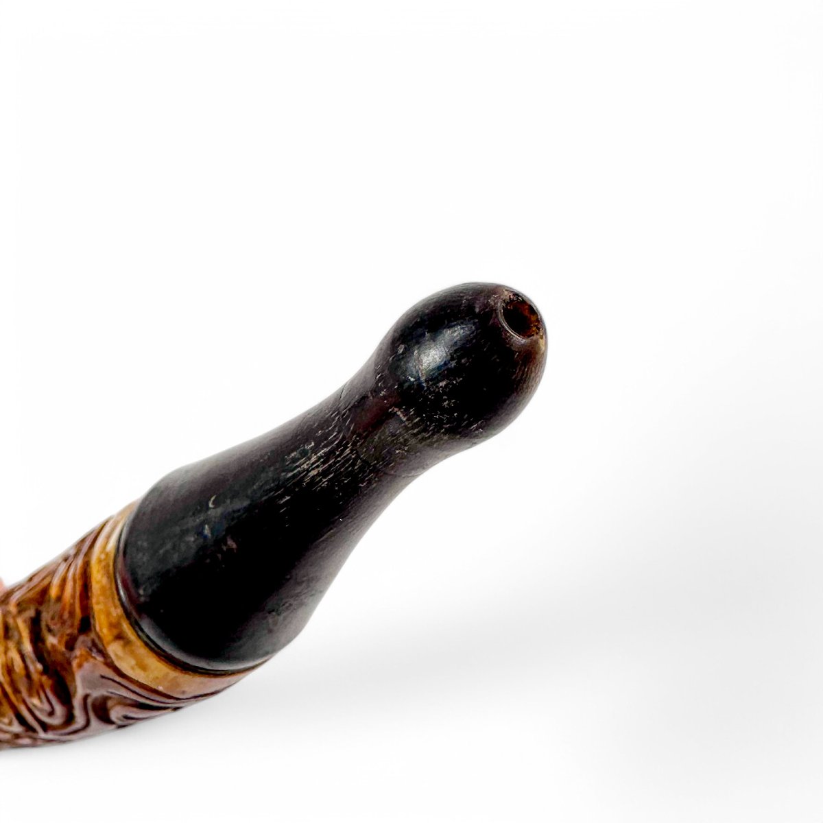 Pipe à opium chinoise en os sculpté, Chine, vers 1880-photo-2