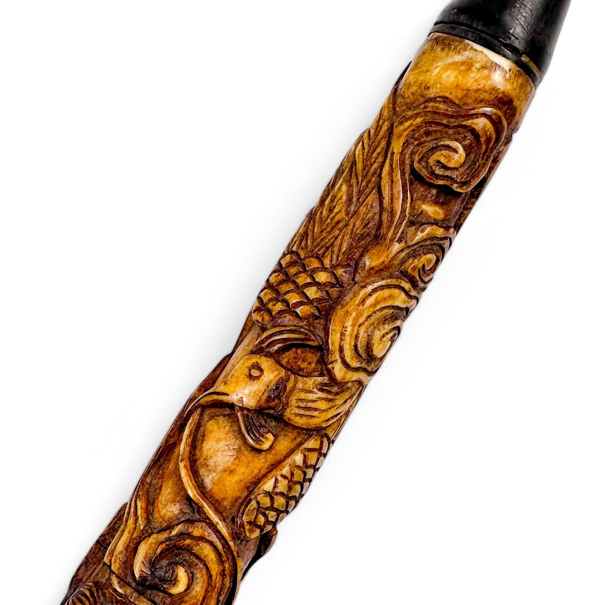 Pipe à opium chinoise en os sculpté, Chine, vers 1880-photo-4