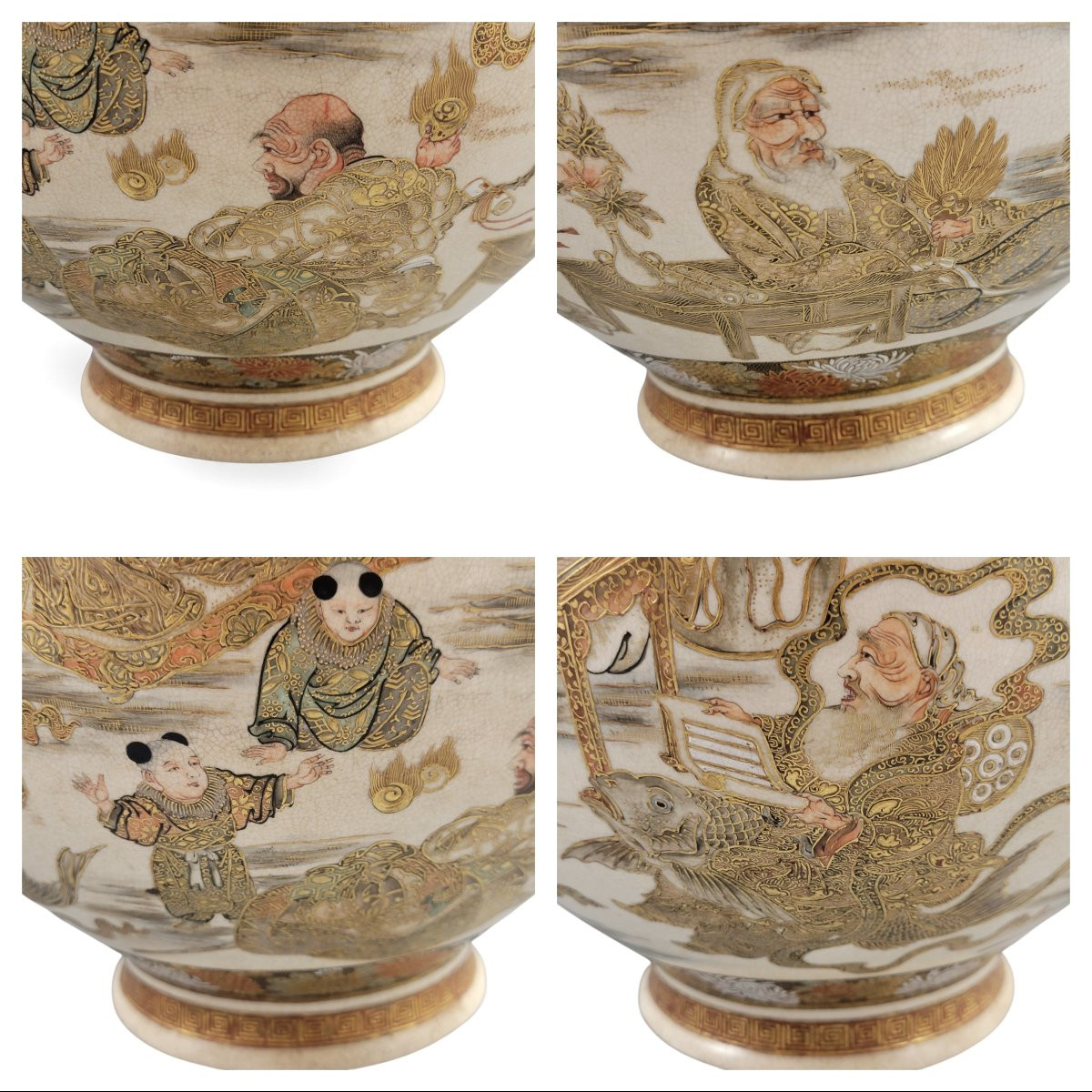 Museum-scale Kyoto Satsuma Vase By Seiko-en Chokei, Meiji Period-photo-8