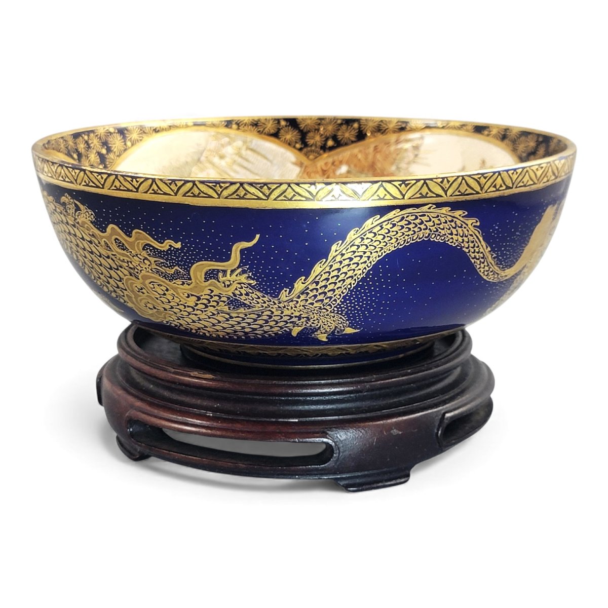 Japanese Satsuma Kyoto Dragon Bowl, Late Meiji-photo-3