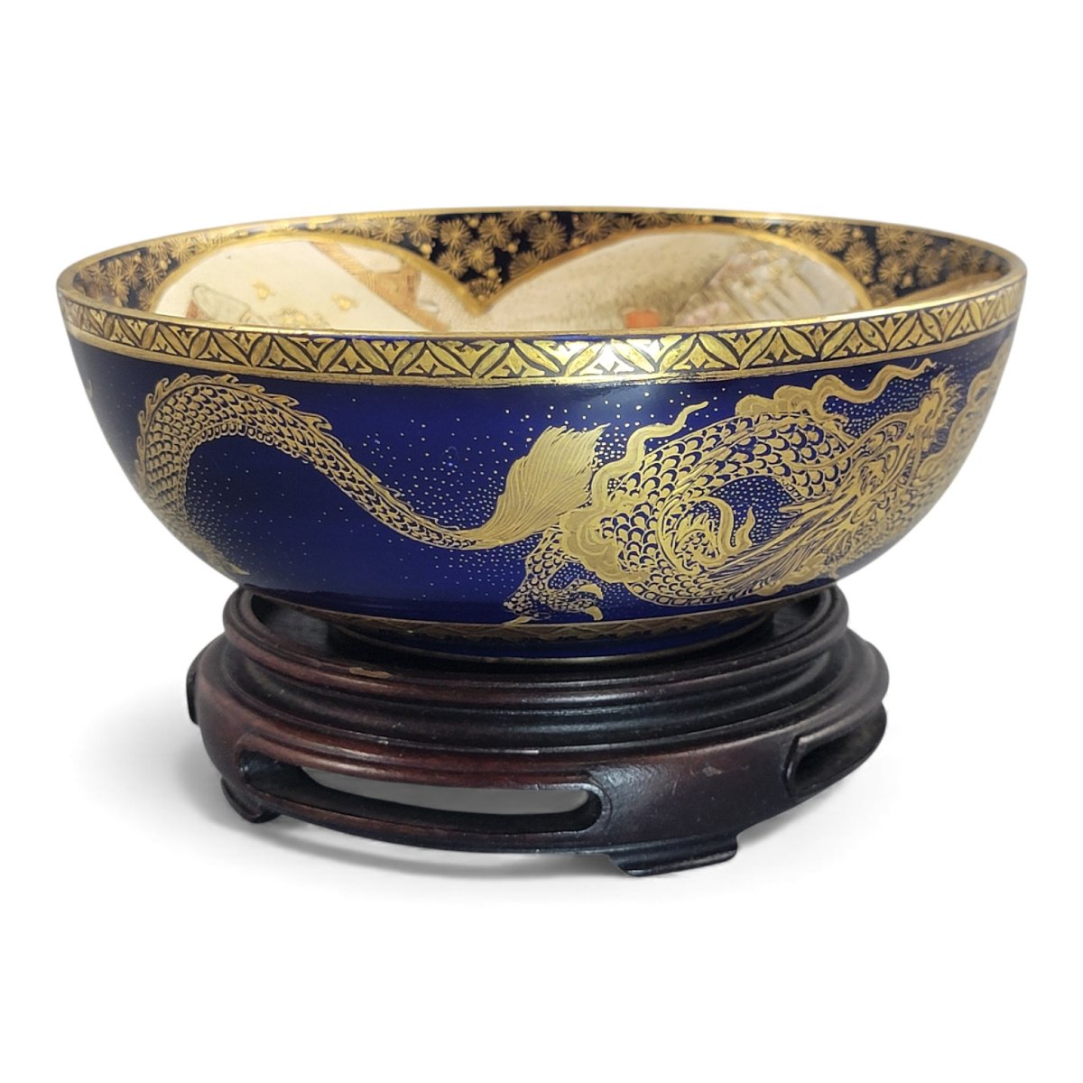 Japanese Satsuma Kyoto Dragon Bowl, Late Meiji-photo-4