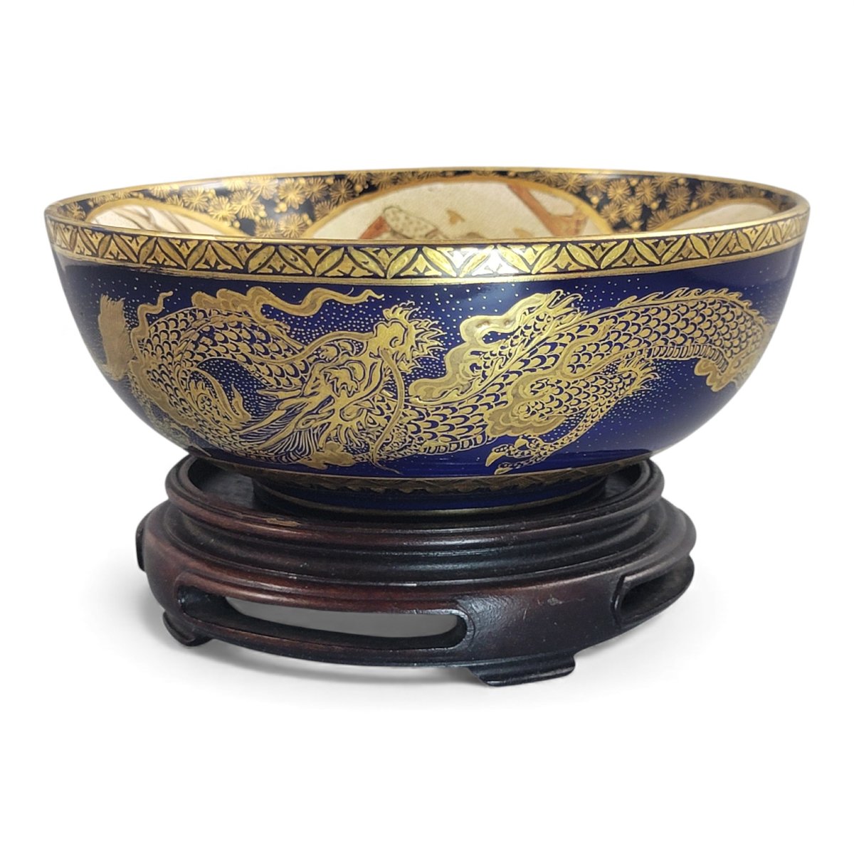 Japanese Satsuma Kyoto Dragon Bowl, Late Meiji-photo-5