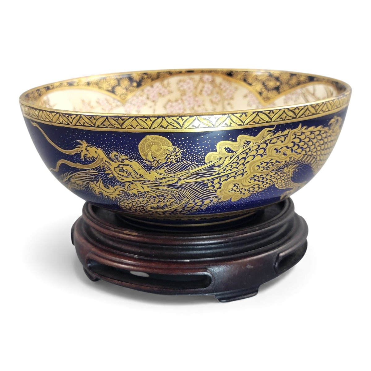 Japanese Satsuma Kyoto Dragon Bowl, Late Meiji