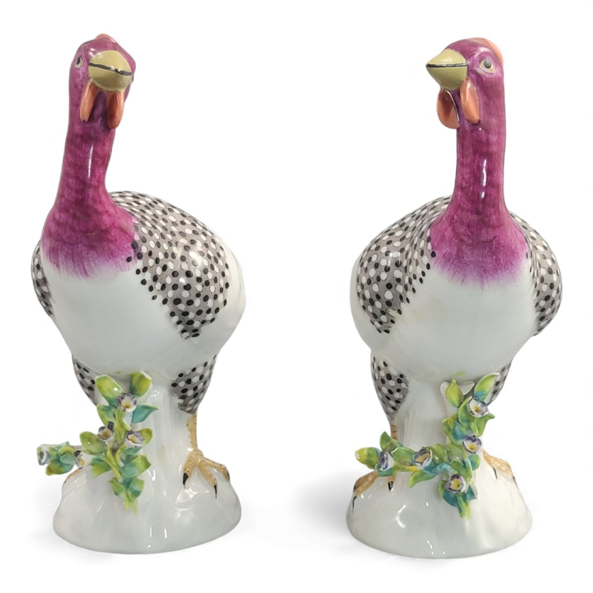 Samson Pair Of Guinea Fowl, Paris C.1845-photo-3