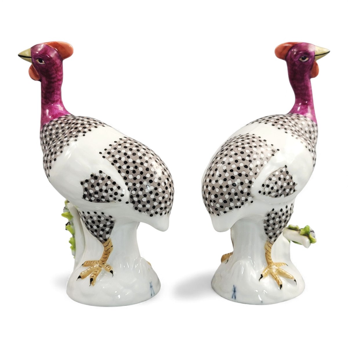 Samson Pair Of Guinea Fowl, Paris C.1845-photo-4