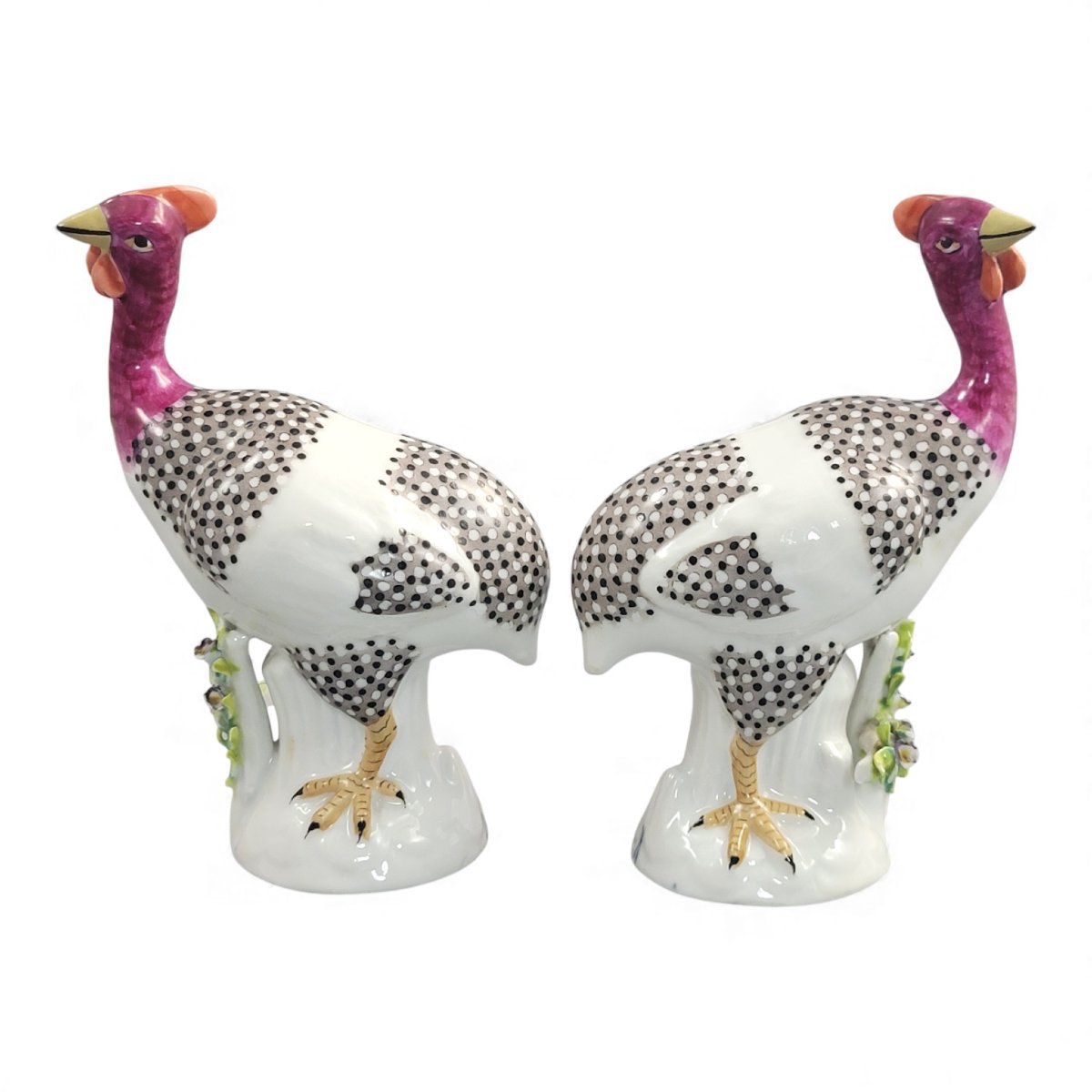 Samson Pair Of Guinea Fowl, Paris C.1845-photo-7