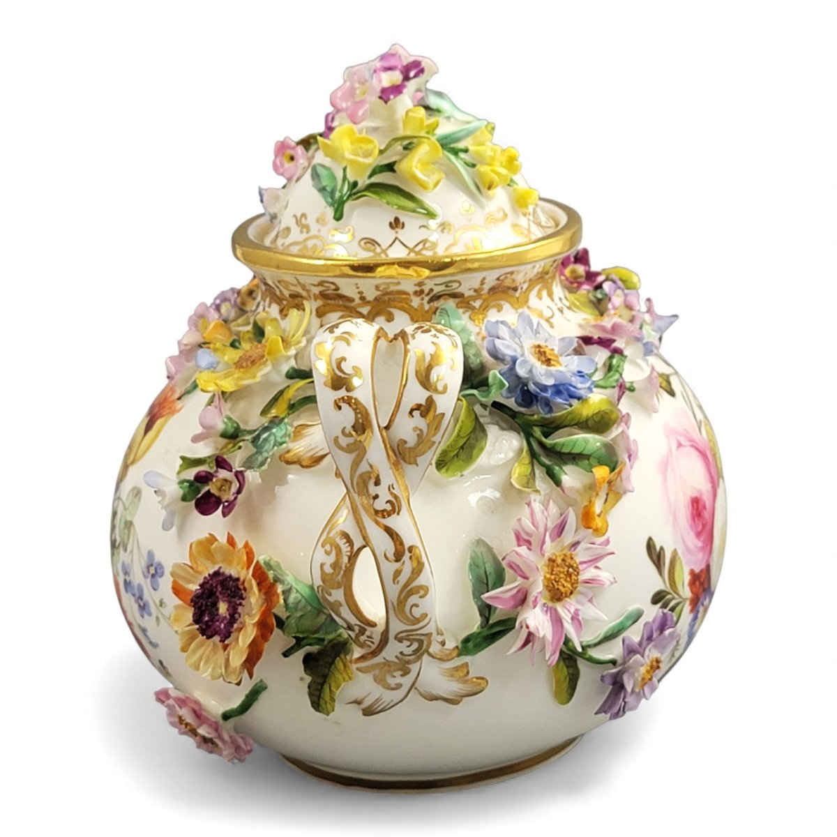 Coalport Flower-encrusted Pot, Coalbrookdale Style, C.1815-photo-2