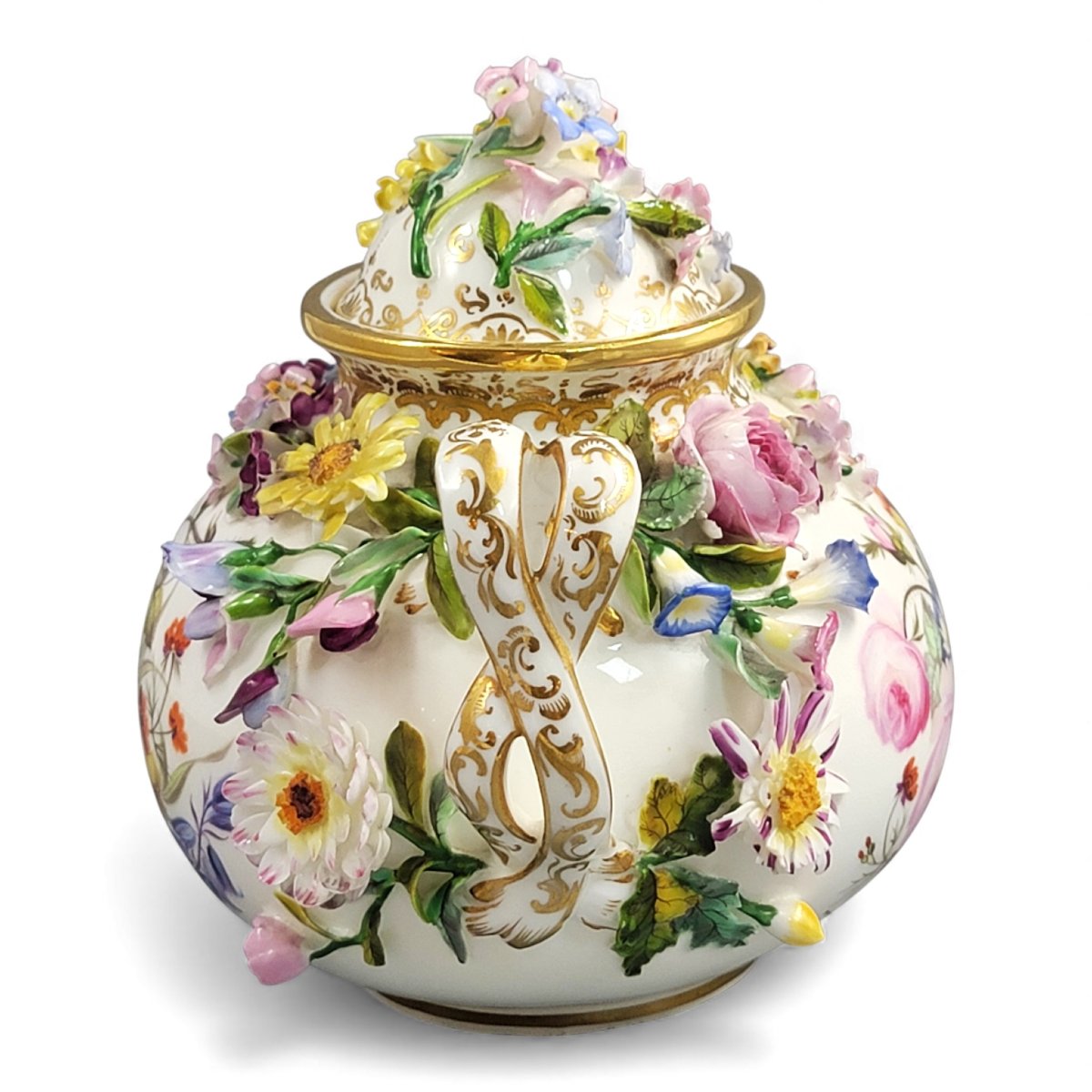 Coalport Flower-encrusted Pot, Coalbrookdale Style, C.1815-photo-4