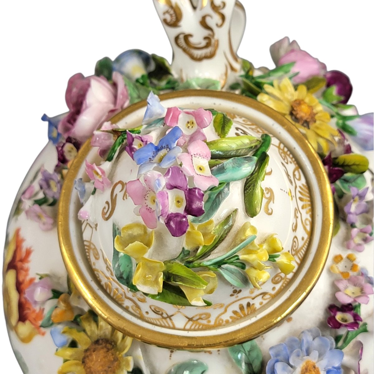 Coalport Flower-encrusted Pot, Coalbrookdale Style, C.1815-photo-4