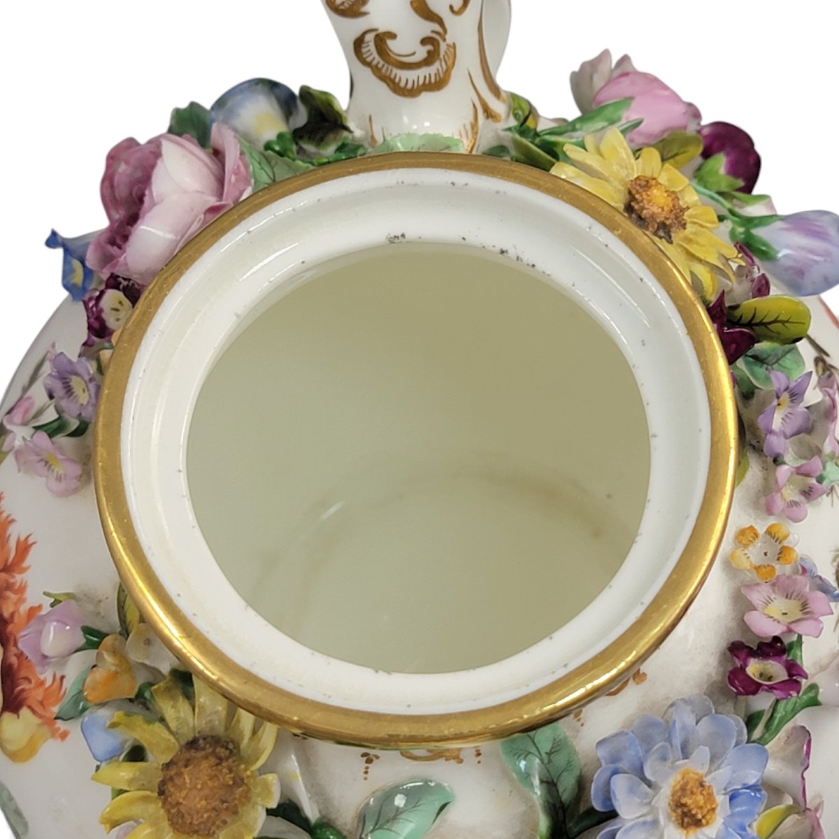 Coalport Flower-encrusted Pot, Coalbrookdale Style, C.1815-photo-5