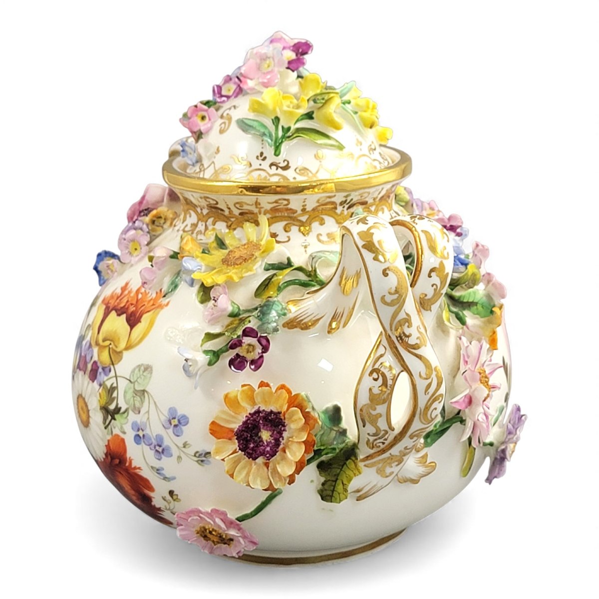 Coalport Flower-encrusted Pot, Coalbrookdale Style, C.1815-photo-6