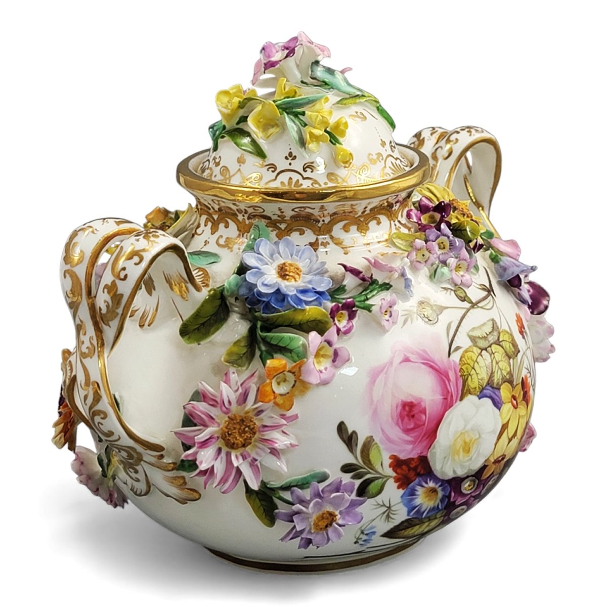 Coalport Flower-encrusted Pot, Coalbrookdale Style, C.1815-photo-7