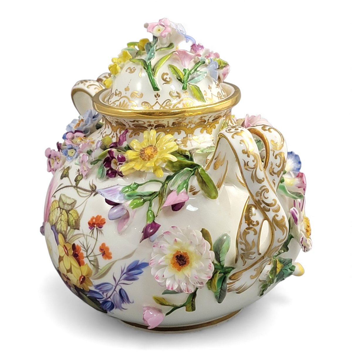 Coalport Flower-encrusted Pot, Coalbrookdale Style, C.1815-photo-8