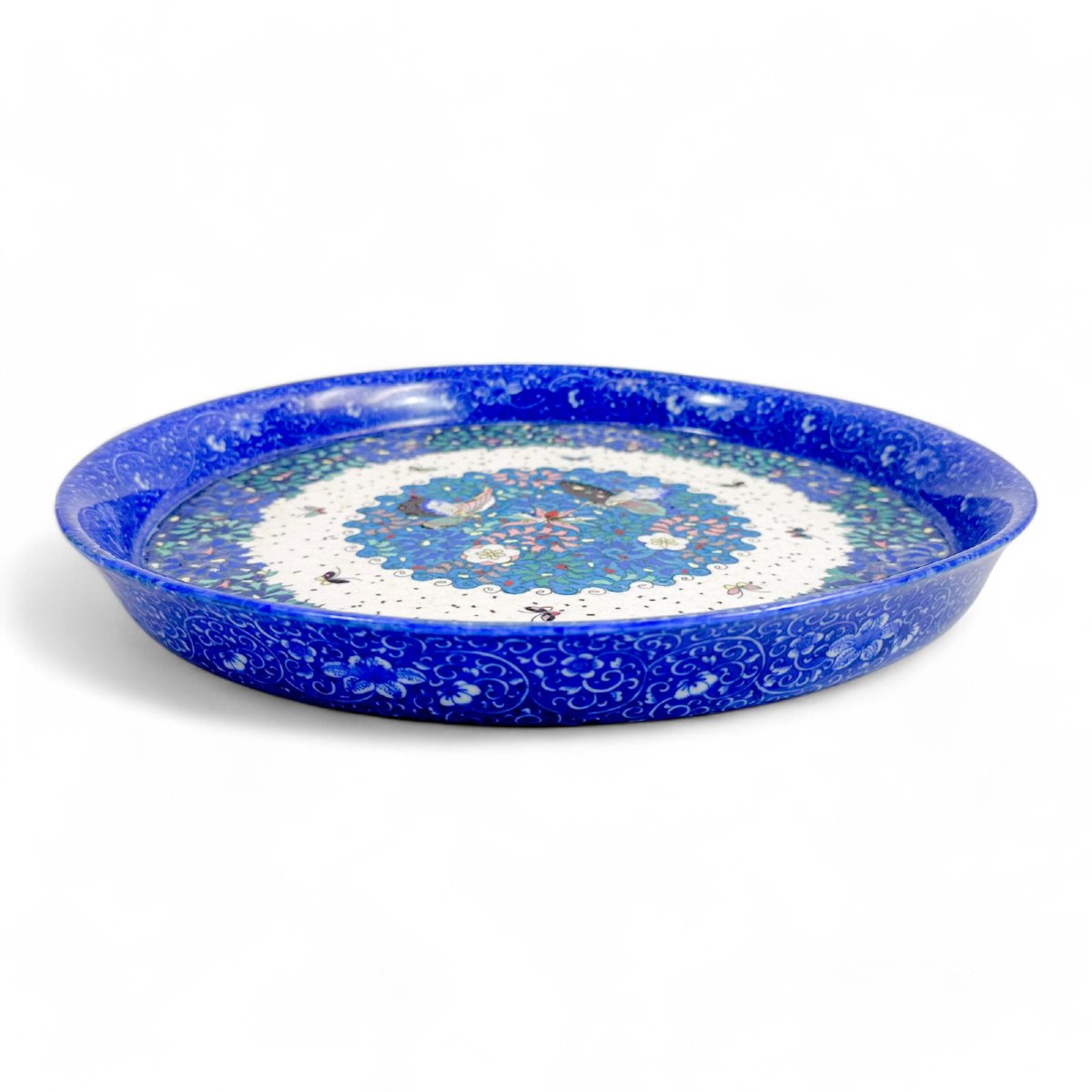 Grand plat en porcelaine japonaise et émaux cloisonnés, époque Meiji (vers 1880)-photo-3