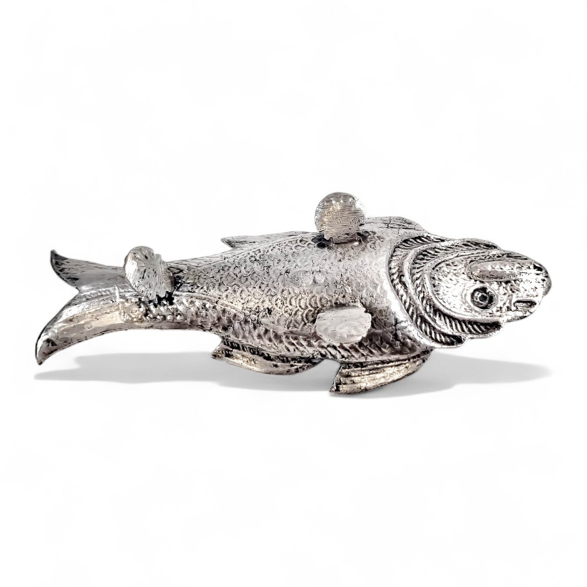 Kutch Indian Silver Fish & Snake Dish, C. 1890-photo-1