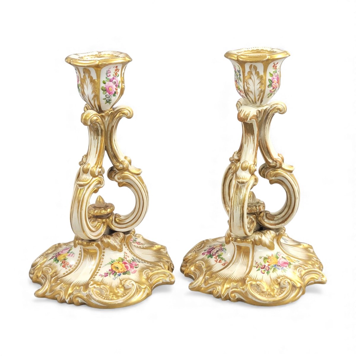 Paire de Bougeoirs Rococo en Porcelaine de Derby, vers 1825–1830-photo-3