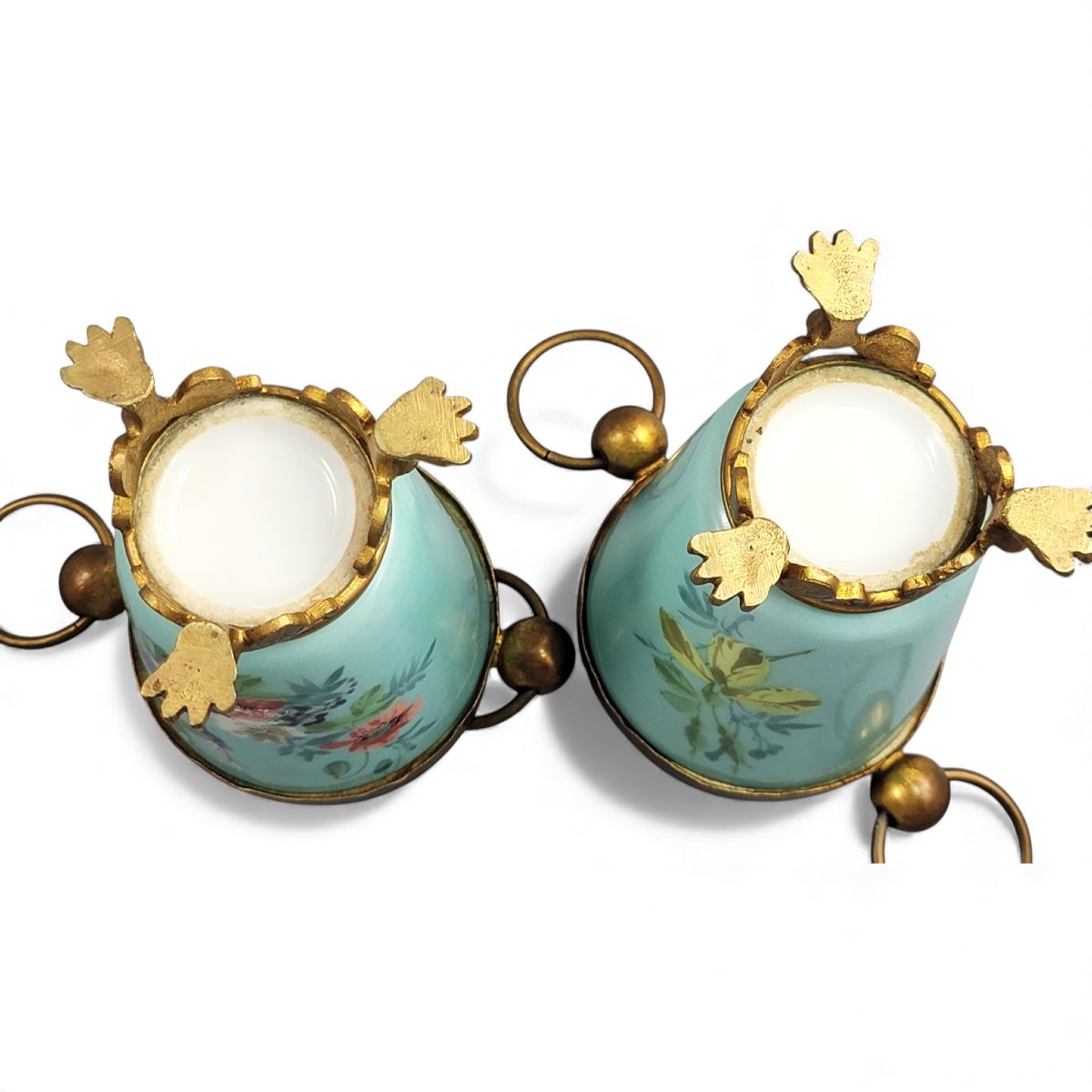 Paire de Cache-Pots Old Paris en Porcelaine Turquoise et Bronze Doré, c.1835–1850-photo-2