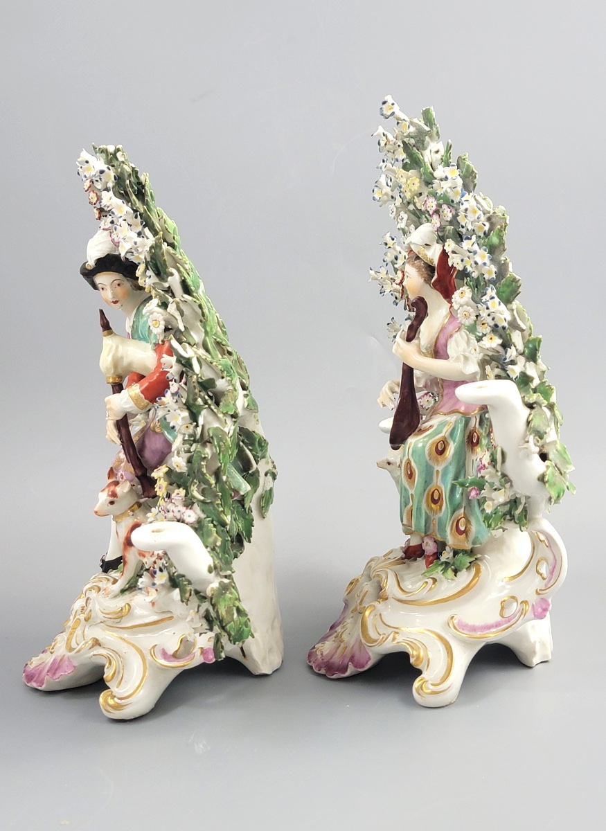 Derby Pair Of Candlestick Figures, Musicians With Bocage, C.1765     -photo-2