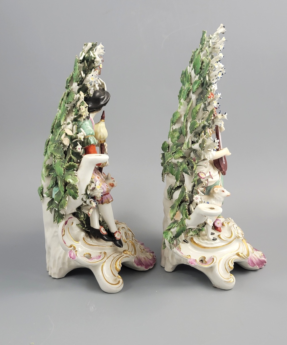 Derby Pair Of Candlestick Figures, Musicians With Bocage, C.1765     -photo-4