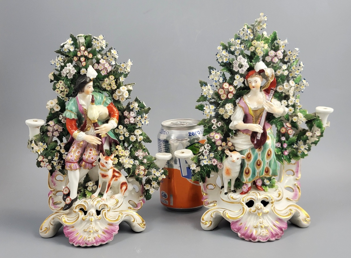 Derby Pair Of Candlestick Figures, Musicians With Bocage, C.1765     -photo-1
