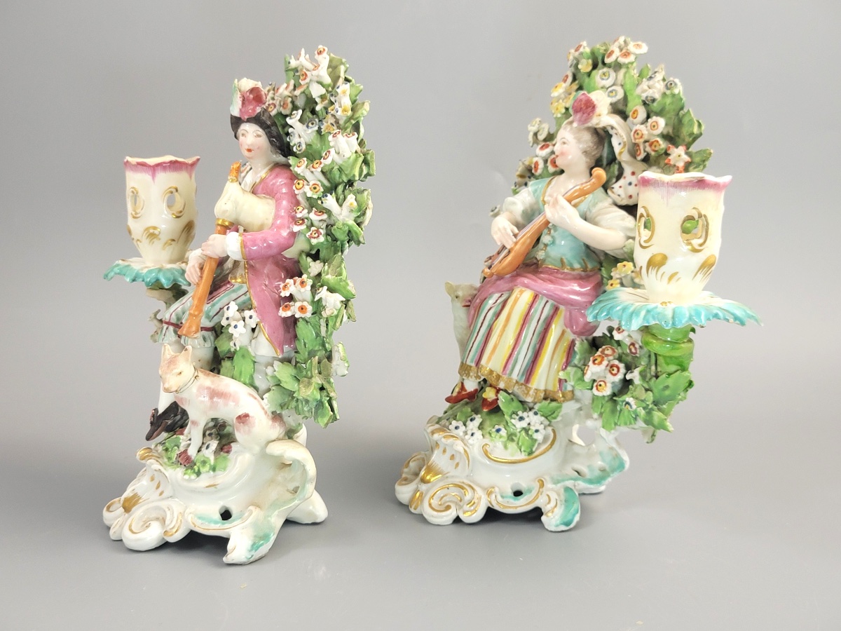 Derby Patch-mark Porcelain Musicians Candlesticks, C. 1765–1770-photo-2