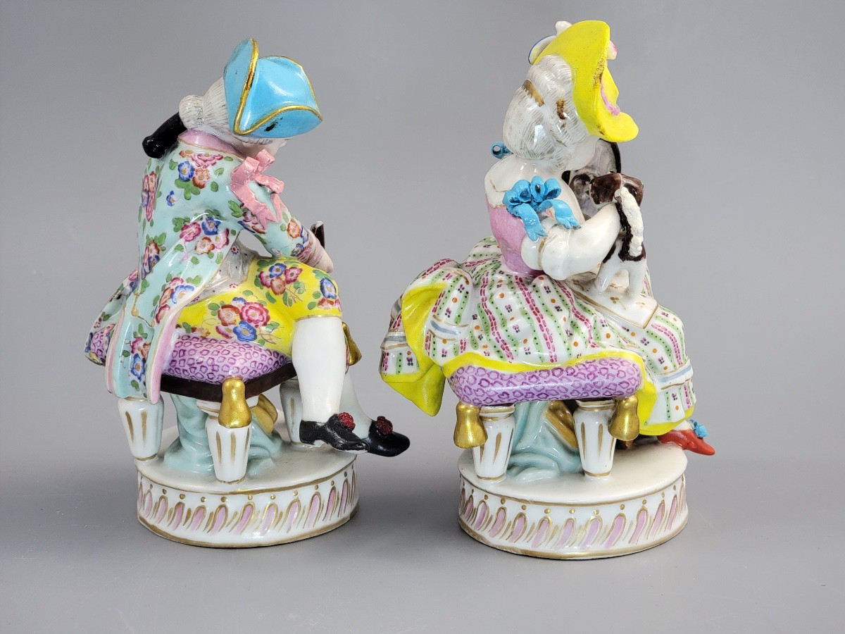 Meissen Pair Of Porcelain Figures, Boy And Girl With Dogs, C.1785-photo-4