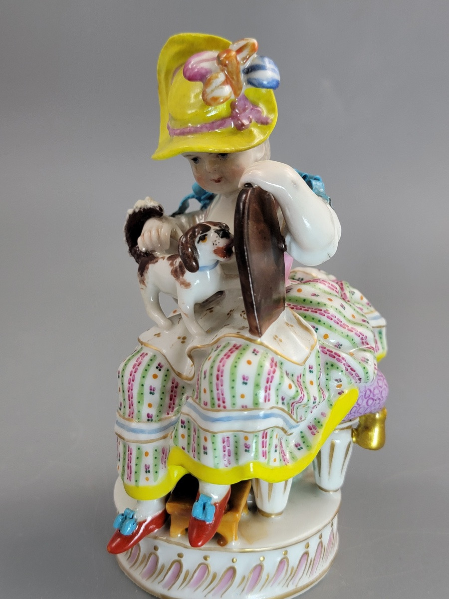Meissen Pair Of Porcelain Figures, Boy And Girl With Dogs, C.1785-photo-5