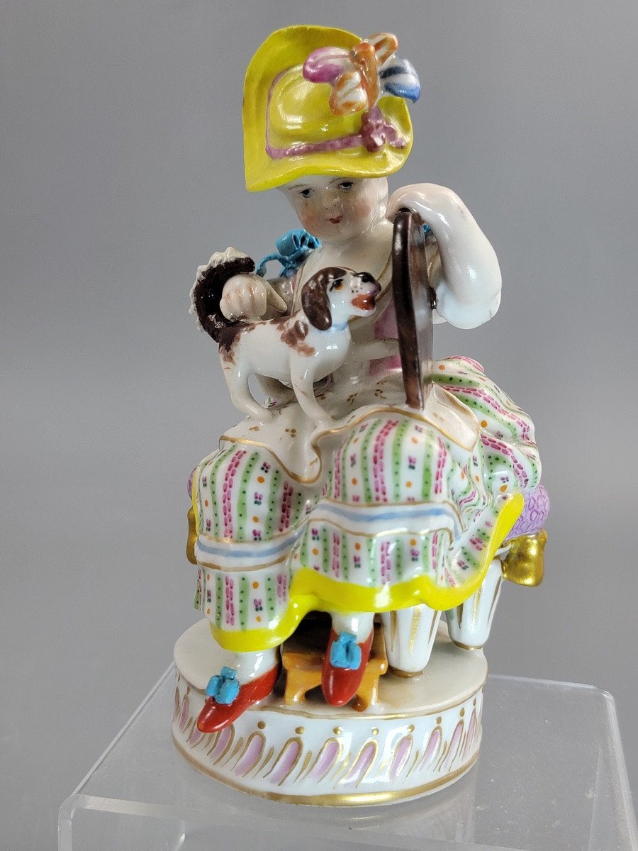 Meissen Pair Of Porcelain Figures, Boy And Girl With Dogs, C.1785-photo-6