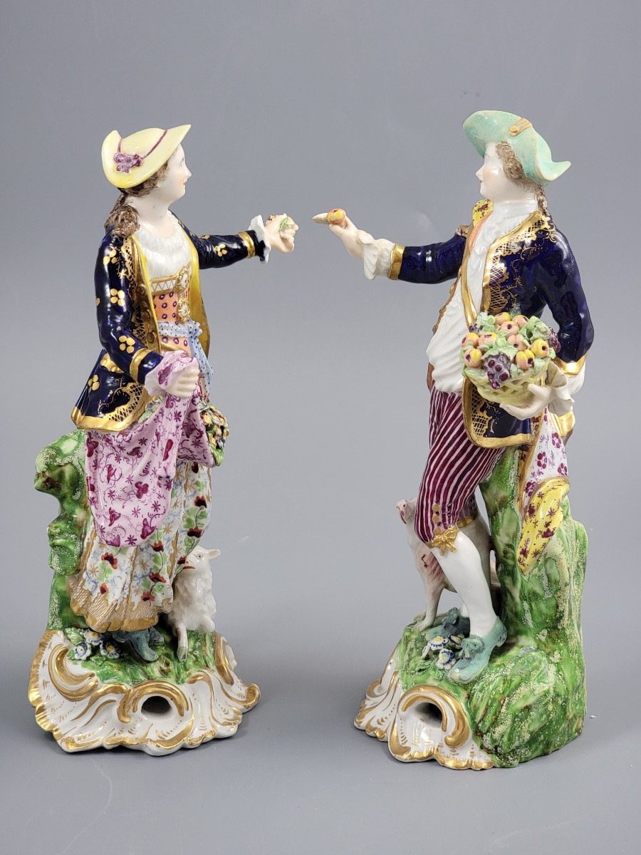 Pair Of Derby Porcelain Figurines "the Dresden Shepherds", Bloor Period, Circa 1825 -photo-2