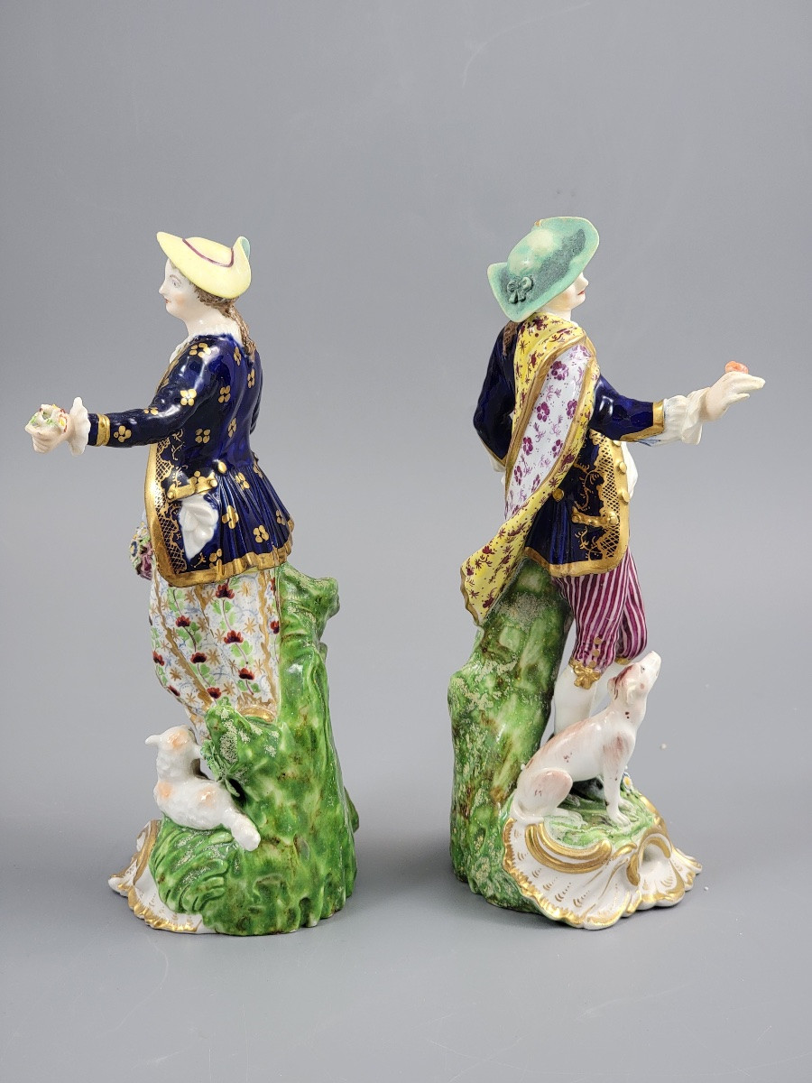 Pair Of Derby Porcelain Figurines "the Dresden Shepherds", Bloor Period, Circa 1825 -photo-4