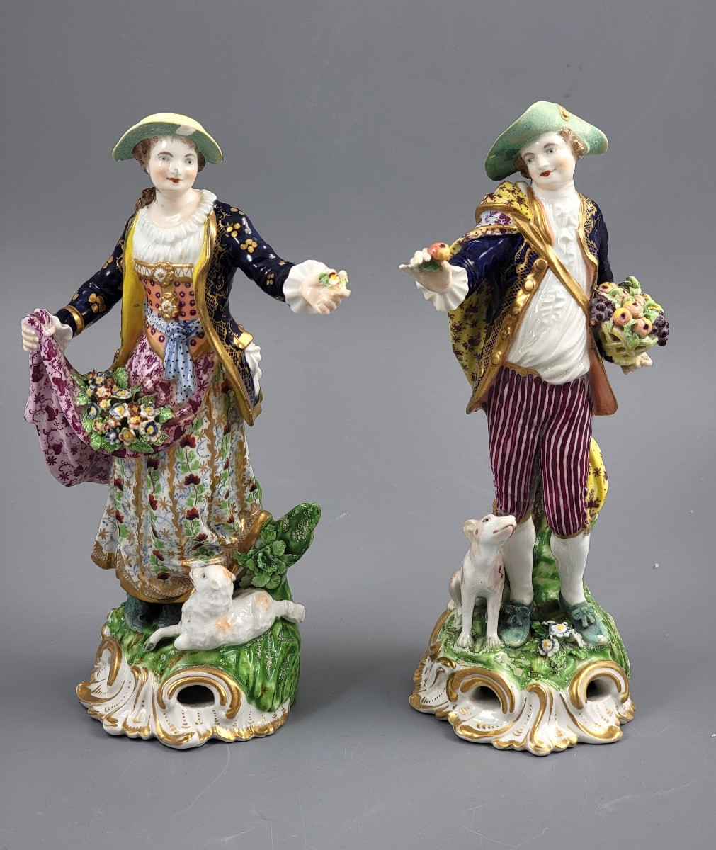 Pair Of Derby Porcelain Figurines "the Dresden Shepherds", Bloor Period, Circa 1825 -photo-1