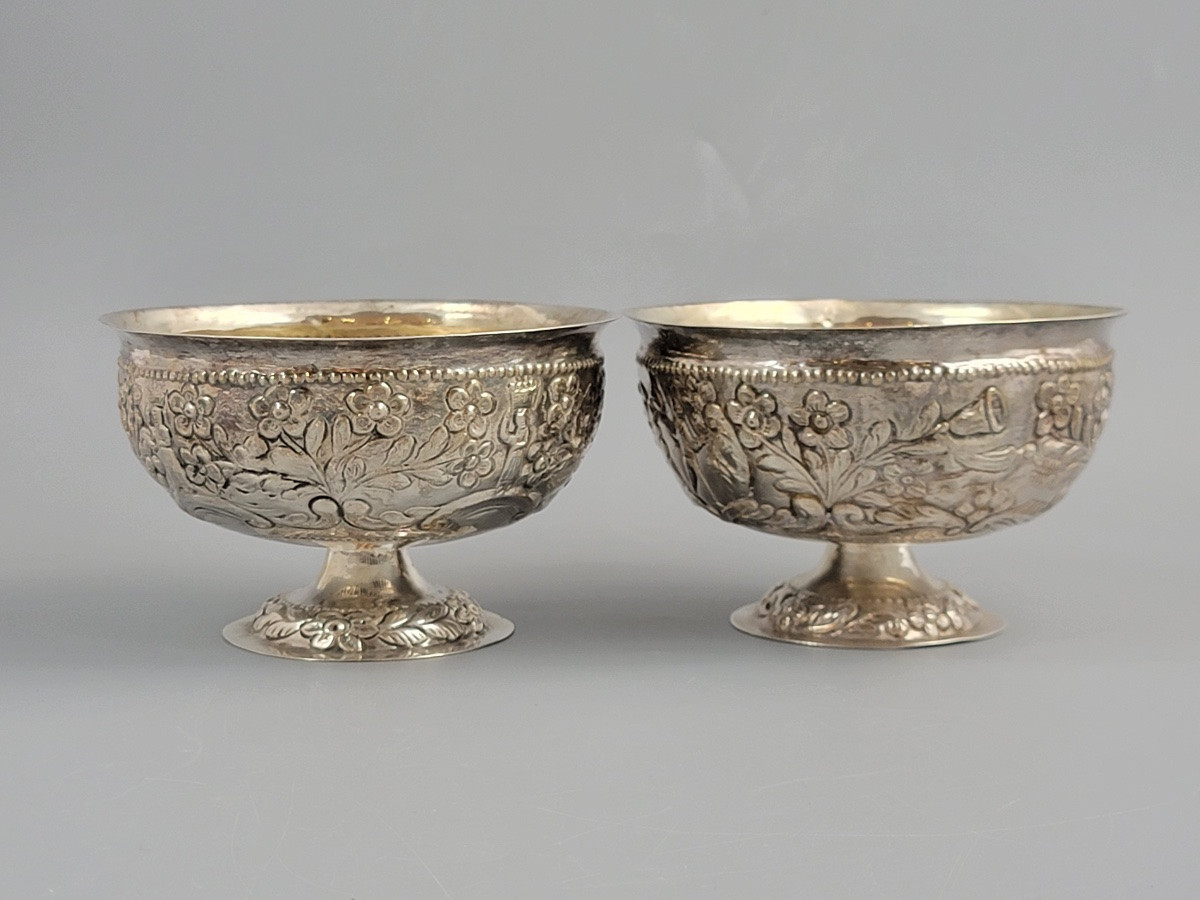 Pair Of Burmese High-grade Silver Bowls, Mandalay, C.1900 – Tested 900+-photo-3