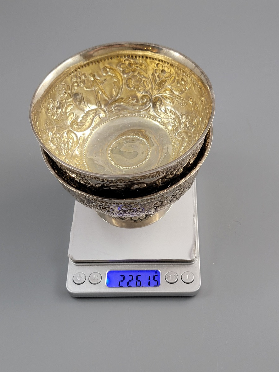 Pair Of Burmese High-grade Silver Bowls, Mandalay, C.1900 – Tested 900+-photo-8