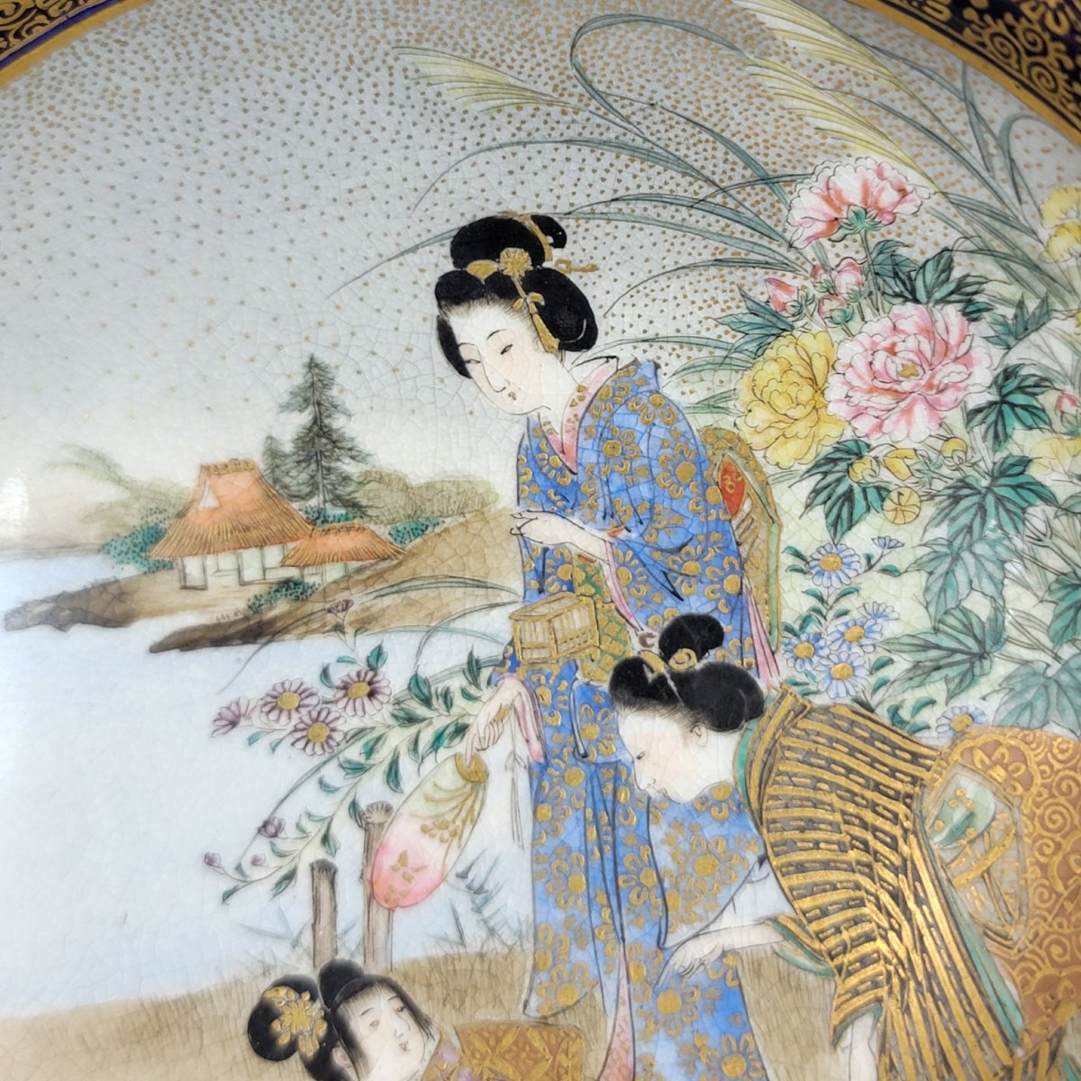 Antique Kinkozan Kyoto Satsuma Bowl, C.1880 – Cobalt Blue With Gilt Precision, Signed-photo-4