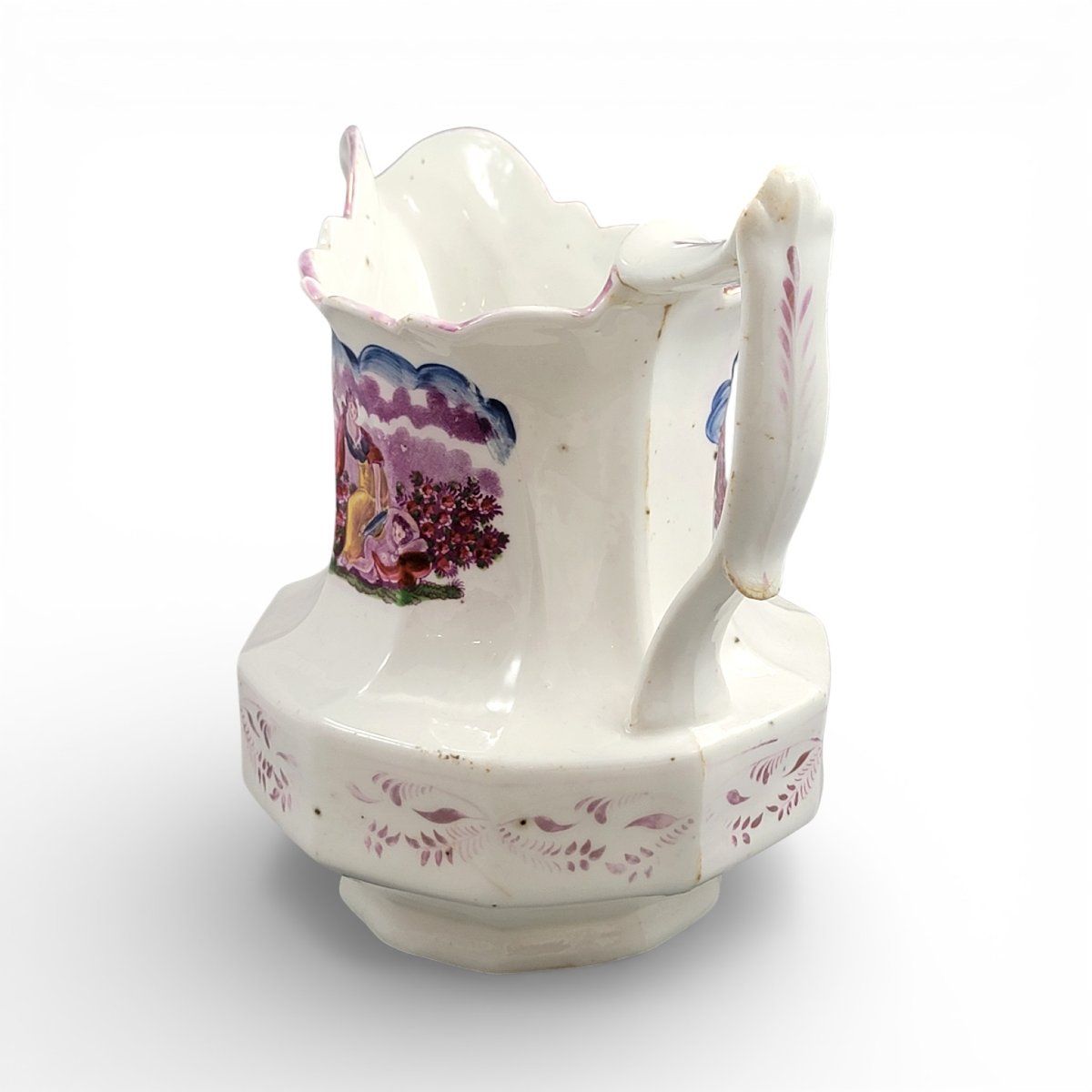 Cruche anglaise en pearlware du Staffordshire, décor en transfert violet et lustre, c 1825–1840-photo-2