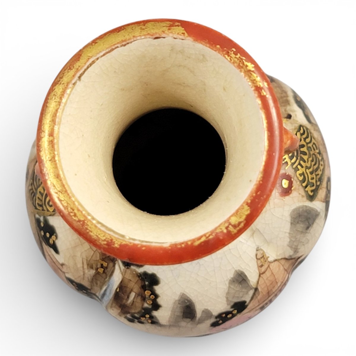 Vase miniature Satsuma Meiji fin XIXe, décor figuratif doré, mon Shimazu-photo-3