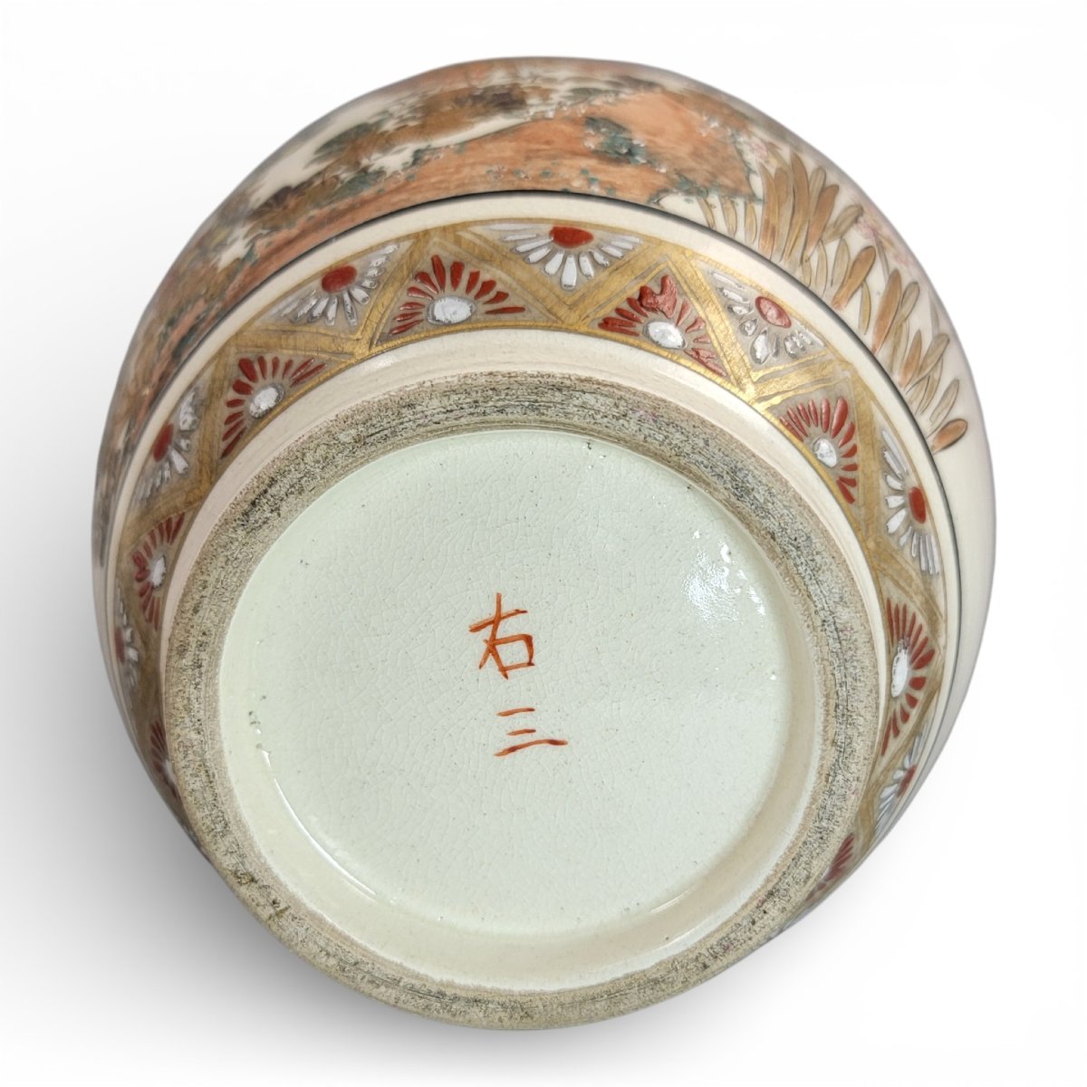 Paire de grandes vases Satsuma japonais, époque Meiji, décor moriage et or pointillé-photo-6