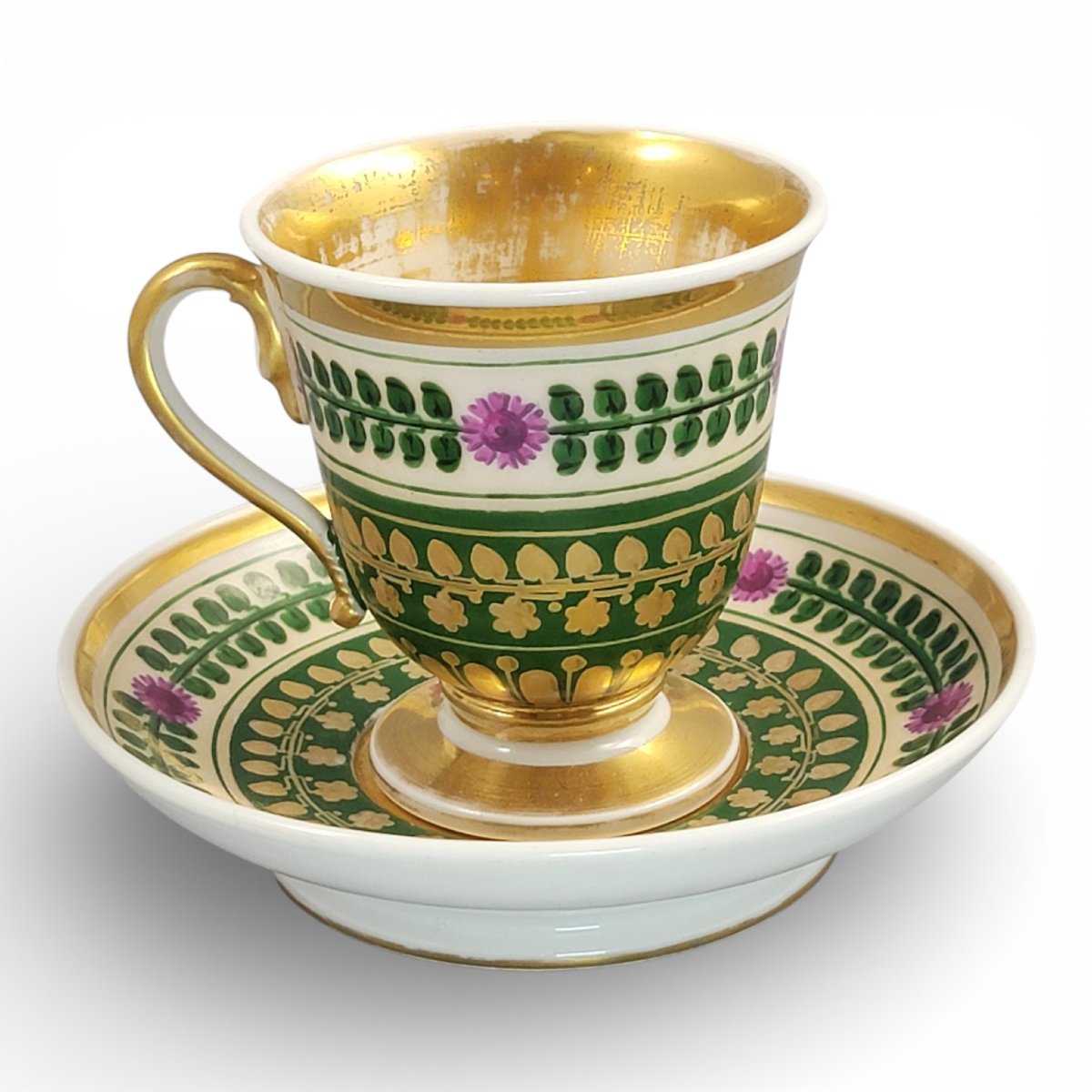 Tasse et soucoupe en porcelaine Empire de Bohême, Giesshübel (Kysibl), vers 1820-photo-2