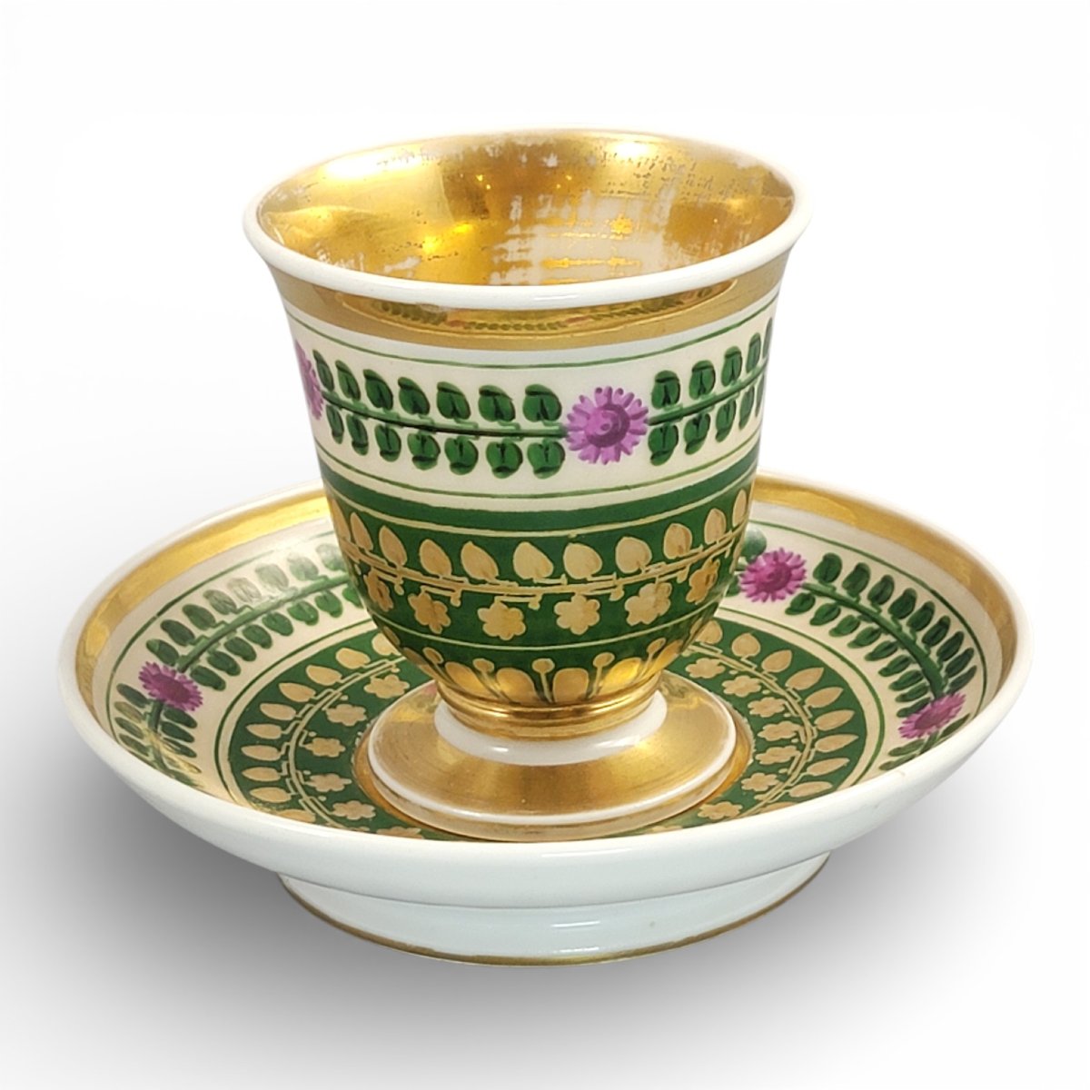 Tasse et soucoupe en porcelaine Empire de Bohême, Giesshübel (Kysibl), vers 1820-photo-3
