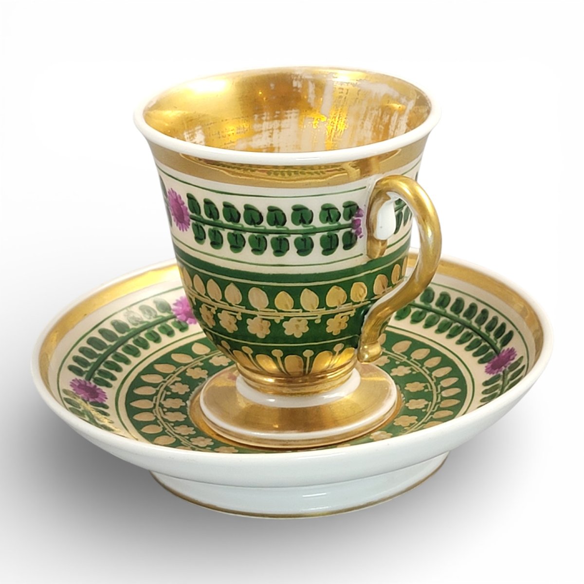 Tasse et soucoupe en porcelaine Empire de Bohême, Giesshübel (Kysibl), vers 1820-photo-7