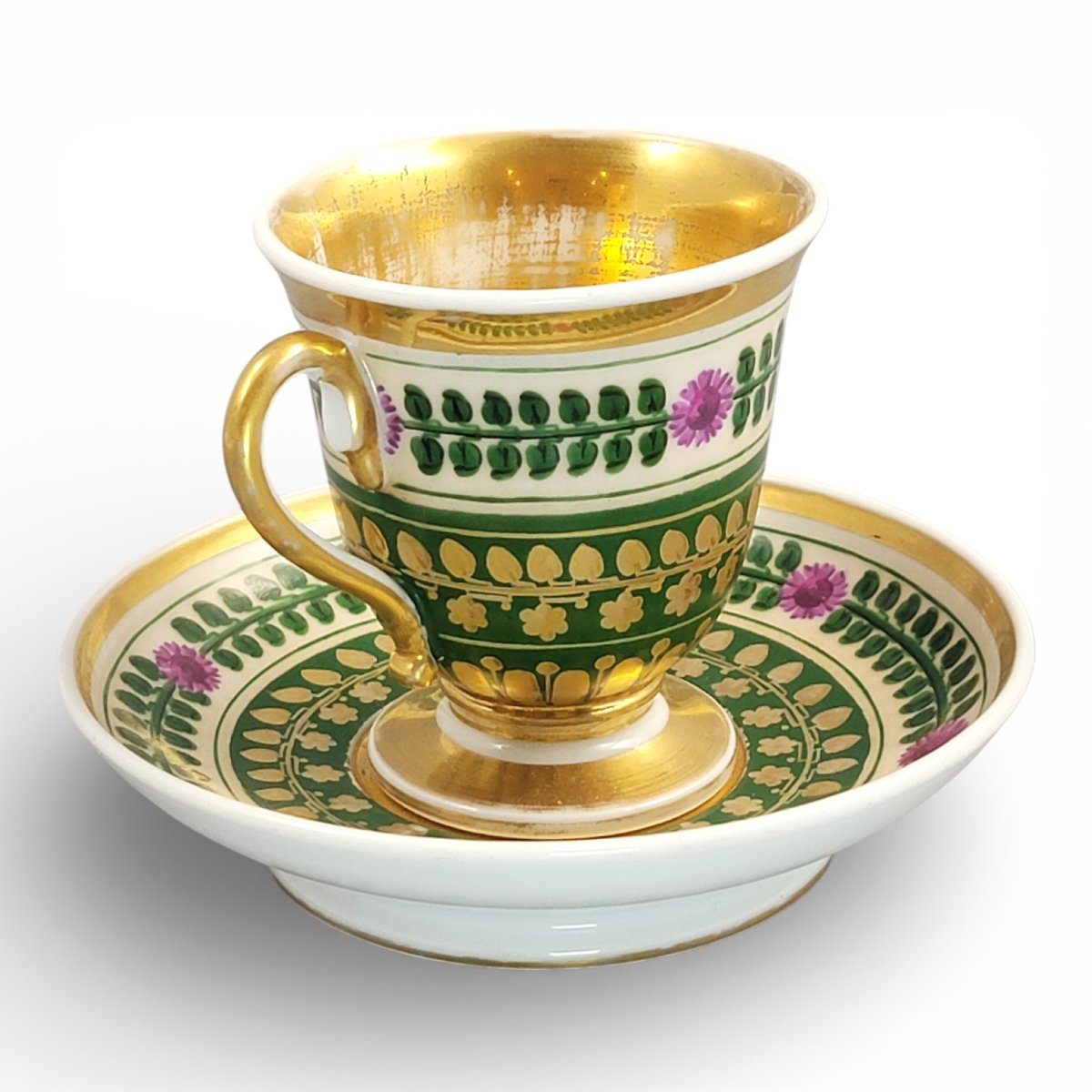 Tasse et soucoupe en porcelaine Empire de Bohême, Giesshübel (Kysibl), vers 1820-photo-8
